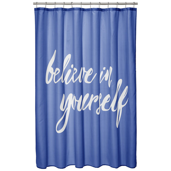 color:navy||navy believe in yourself shower curtain 72-84
