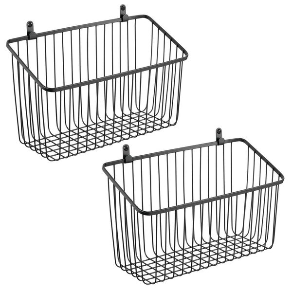 color:black||black wire wall mount basket 12-5-7 pack of 2