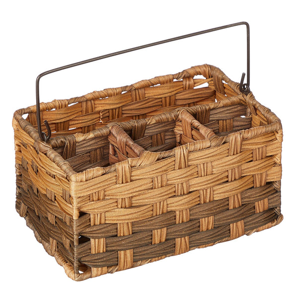 color:brown ombre||brown ombre woven plastic cutlery caddy