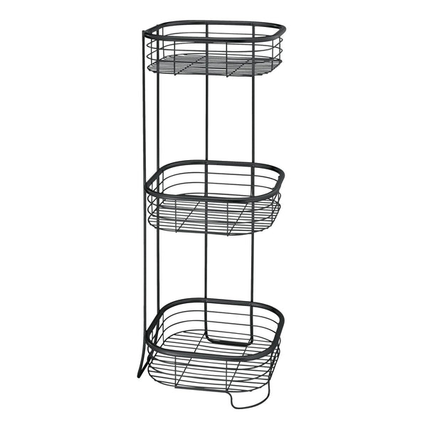iDesign York Metal Wire Corner Standing Shower Caddy 3-Tier Bath Shelf  Baskets for Towels, Soap