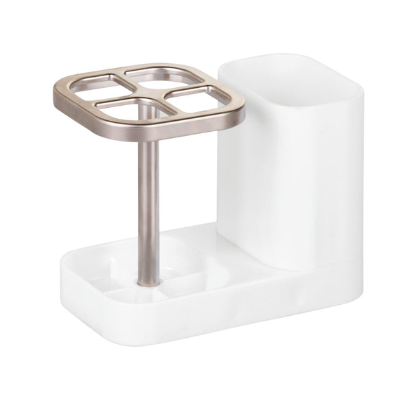 color:white/matte satin||white/matte satin toothbrush stand with attached storage cup