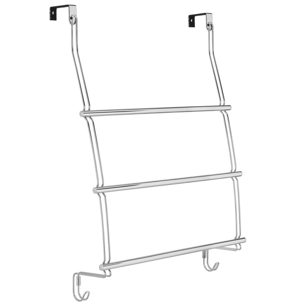color:chrome||chrome 3-tier over door towel bar with hooks pack of 2