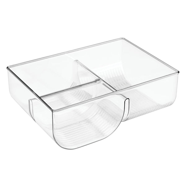 color:clear||clear 3-section plastic lid organizer
