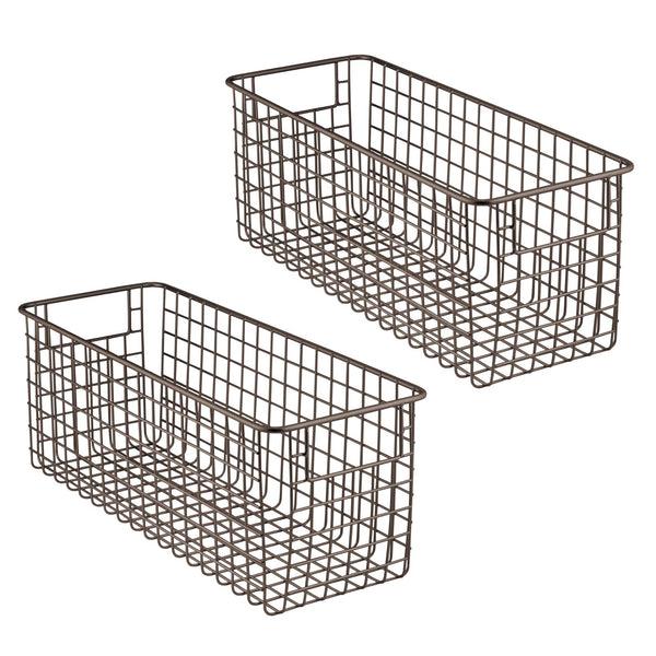 color:bronze||bronze wire basket with handles 16-6-6 pack of 2
