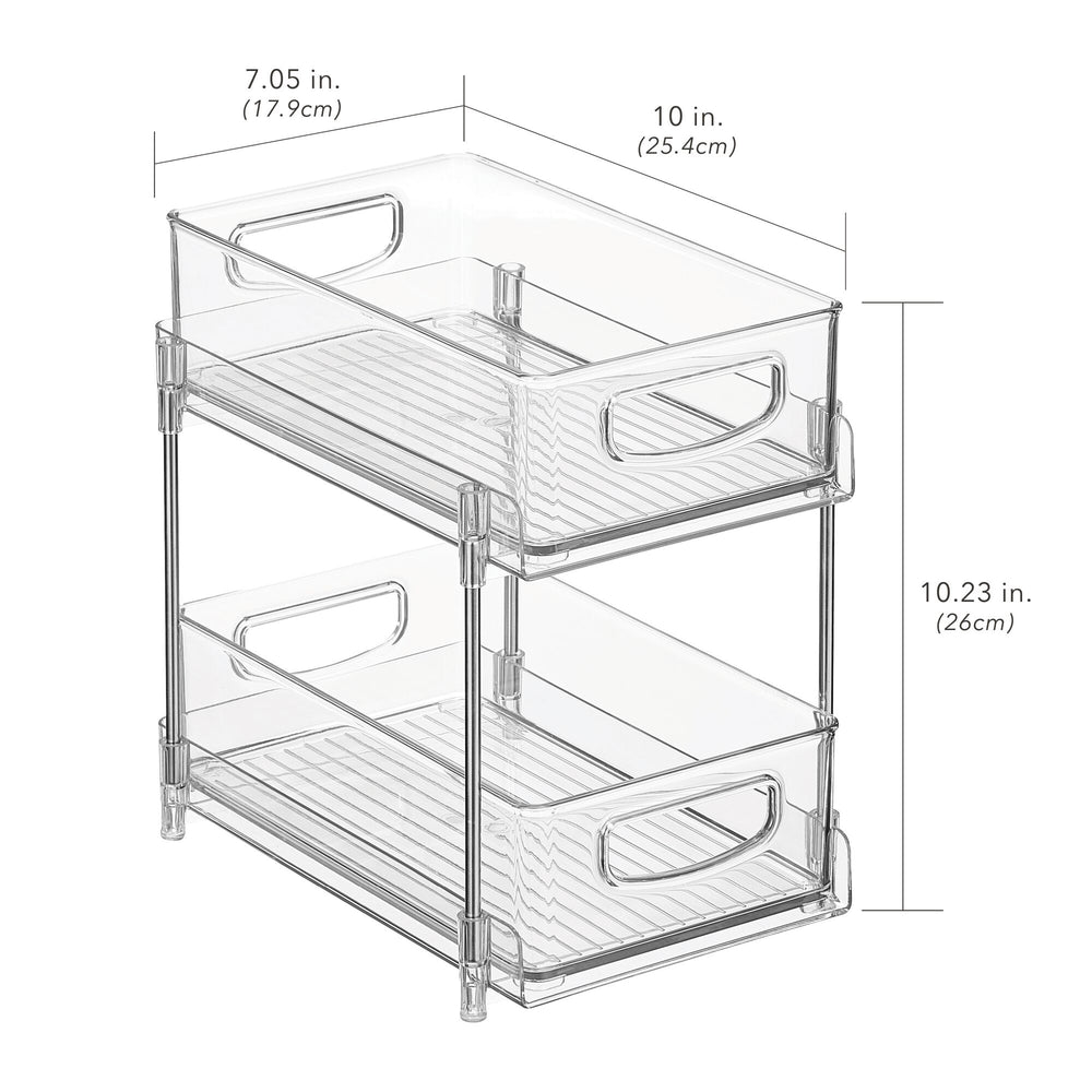 2 Tier Storage Rack Sliding Cabinet Basket Organizer Drawer