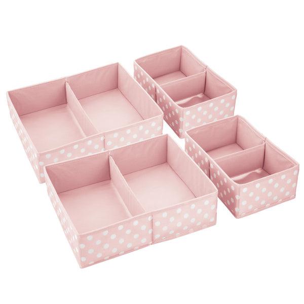 color:pink/white||pink/white multi-compartment fabric in drawer organizers set of 4