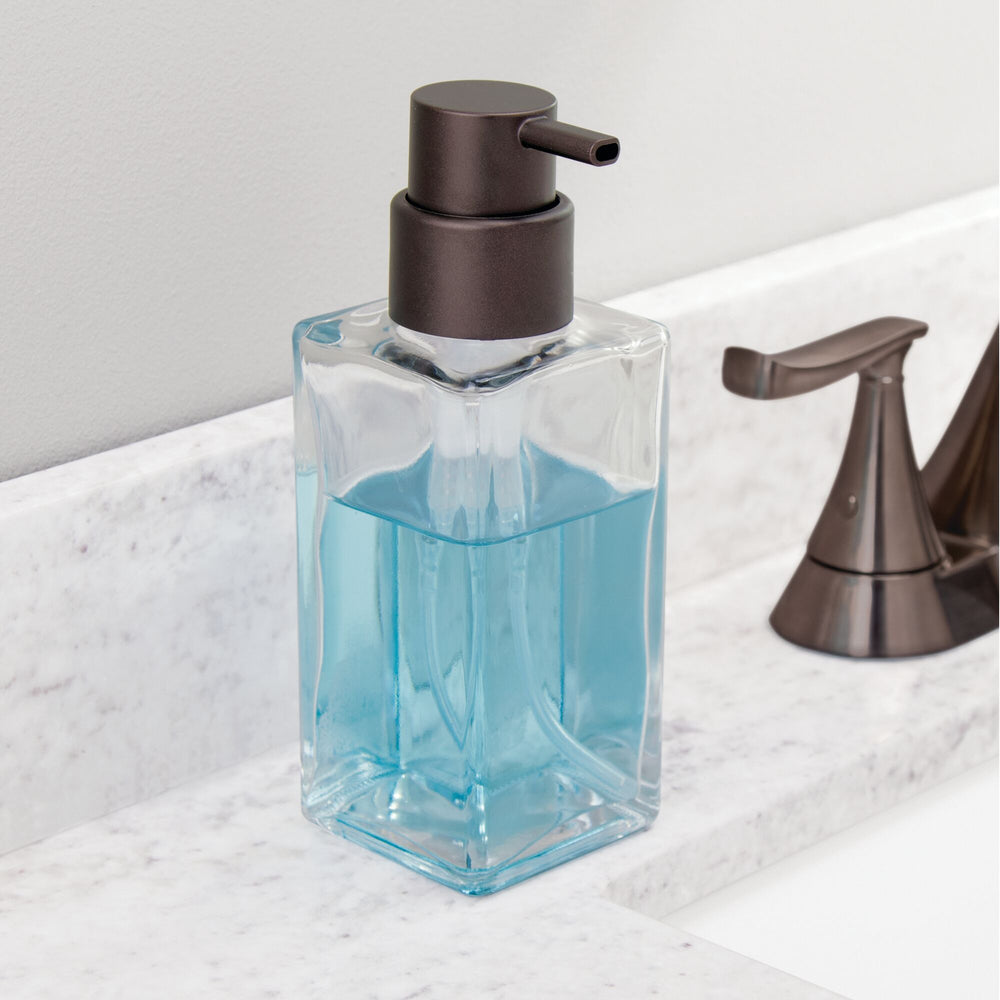 Square Glass Refillable Liquid Soap Dispenser Pump by mDesign