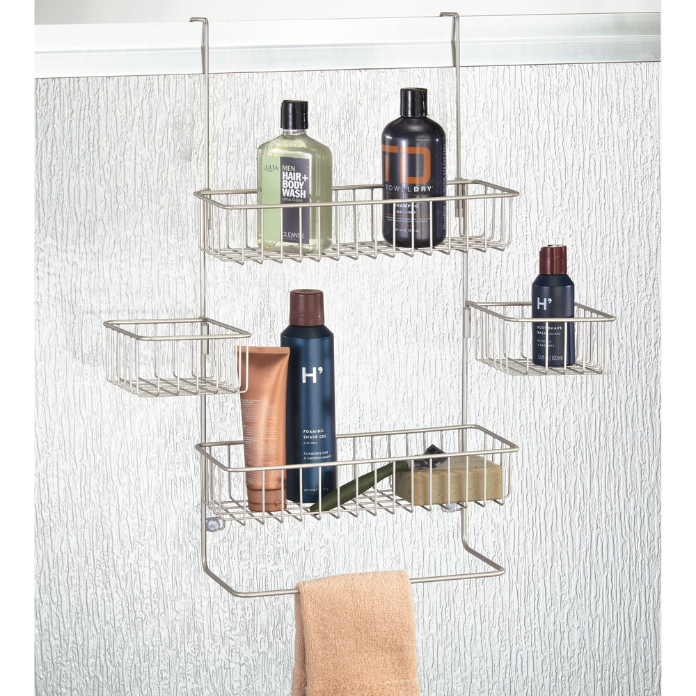 JRMM Towel Rack for Bathroom, Shower Caddy Basket Shelf with Towel Bar,  Bathroom Shelf Shower Organizer with Removable Hooks Multifunction Towel