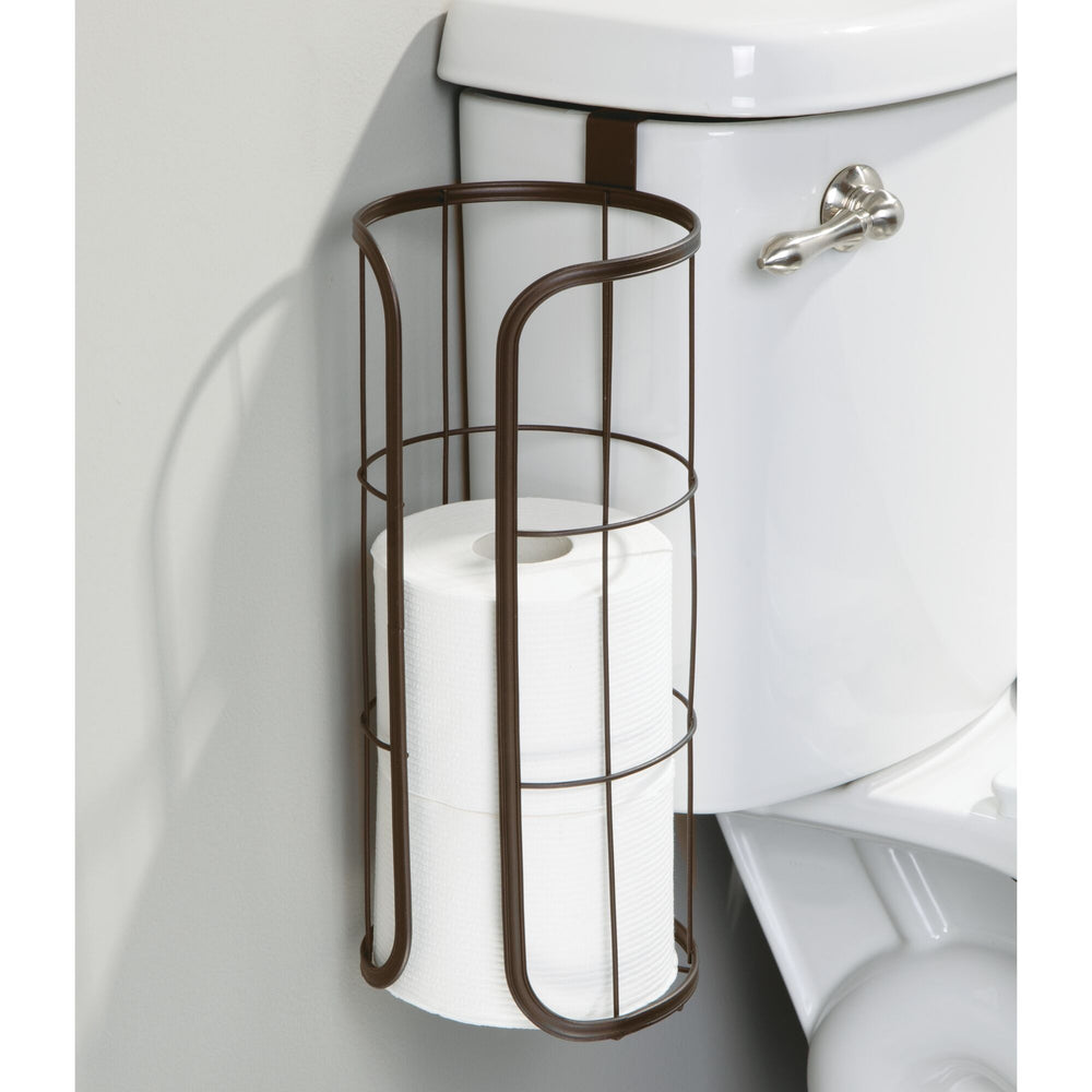 mDesign Metal Over The Tank Toilet Tissue Paper Roll Holder Dispenser - Chrome