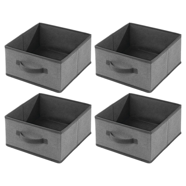 color:charcoal/black||charcoal/black fabric bin with front handle set 10.5-10.5-5.5 pack of 4