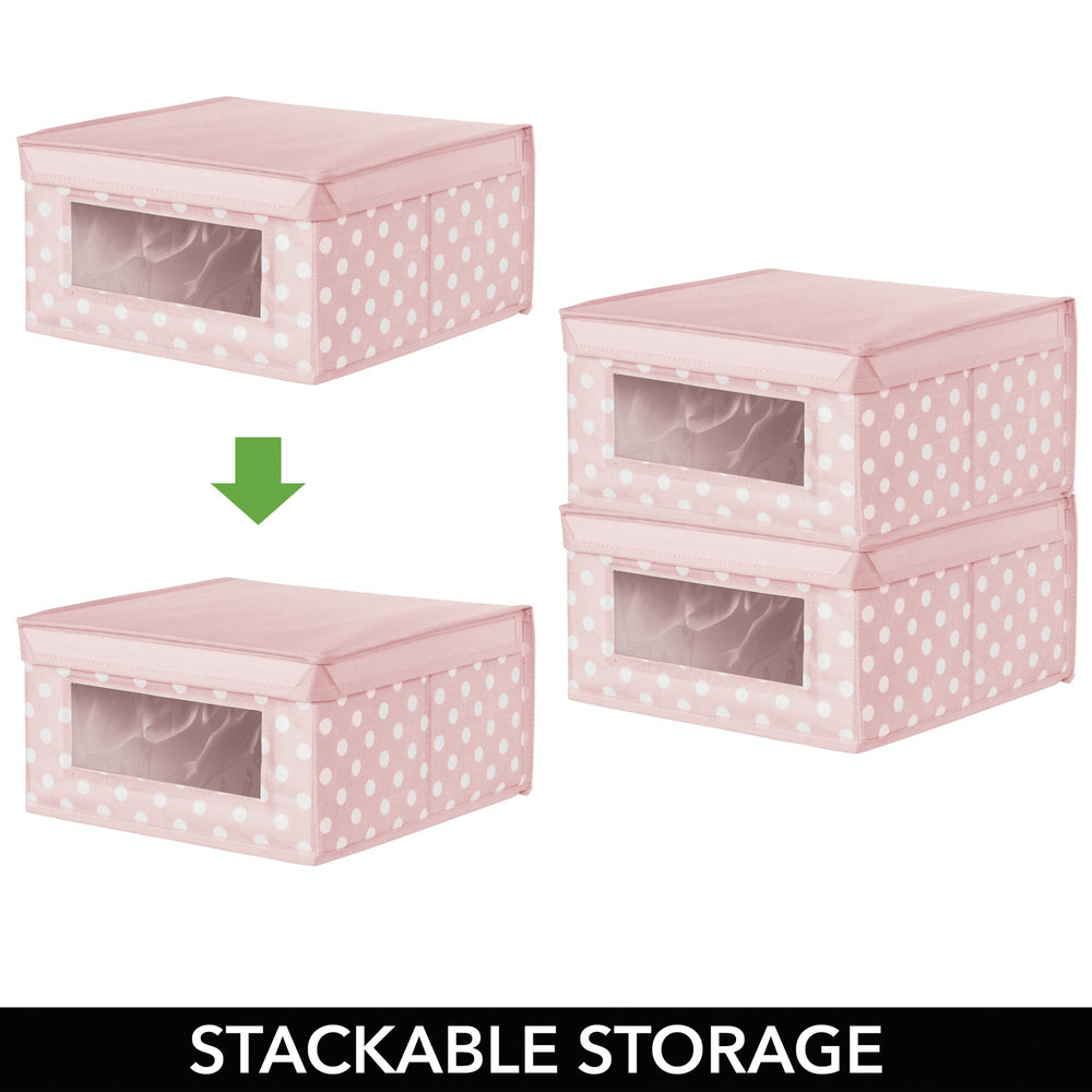 mDesign Fabric Stackable Square Cube Storage Organizer Box, 6 Pack - Pink/White