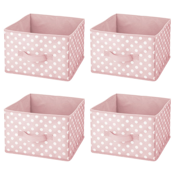 color:pink/white||pink/white kids fabric bin with front handle 11-11-8 pack of 4