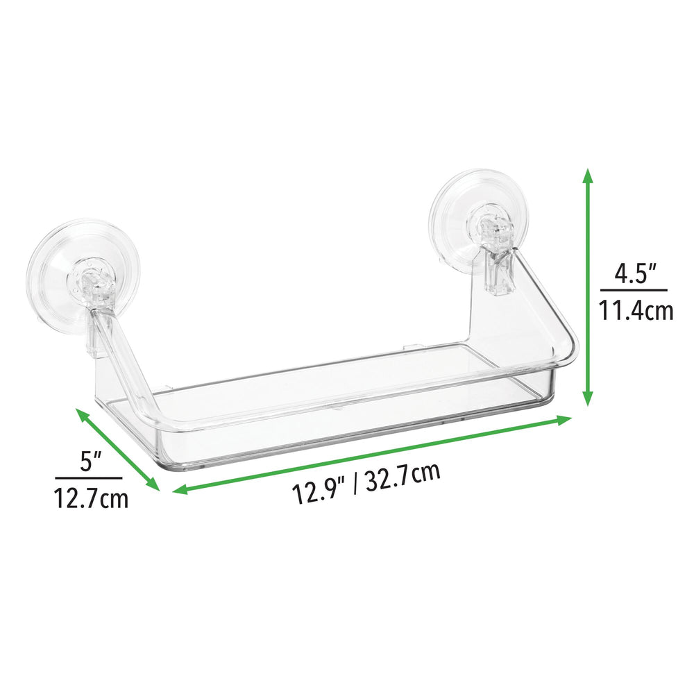 mDesign Plastic Suction Hanging Window Shelf for Home Storage, Small - Clear