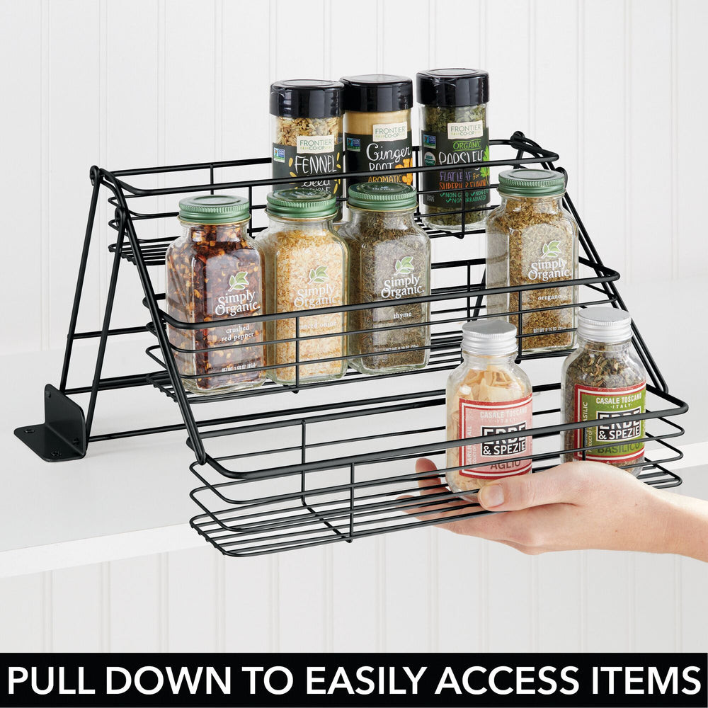 mDesign Bamboo Adjustable Expandable 3-Tier Spice Rack Pantry Organizer, Natural