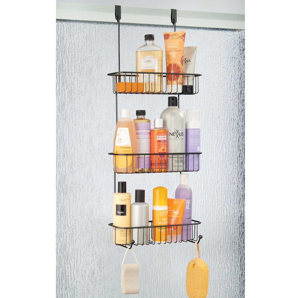 Corner Shower Caddy, 2 Tiers Triangle Bathroom Shelves, Wall Mount  Organizers Storage Shelf Baskets with 4 Hooks 
