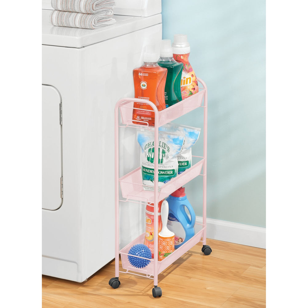 Mdesign Small Portable Mini Fridge Storage Cart With Wheels And