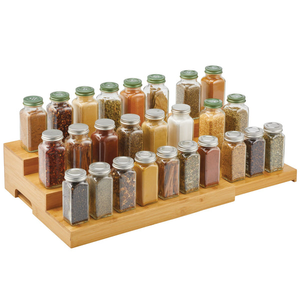 3-Tier Expandable Bamboo Spice + Vitamin Rack