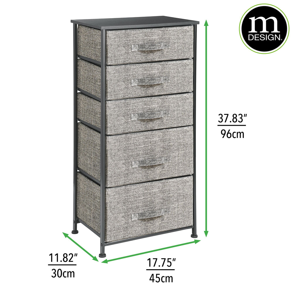 Mdesign Tall Drawer Organizer Storage Tower With 5 Fabric Drawers