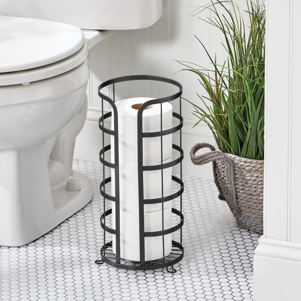 mDesign Decorative Metal Toilet Paper Storage Holder Stand, 3 Rolls - Chrome