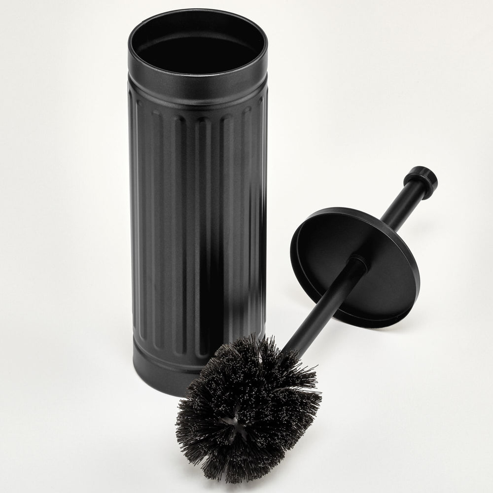 mDesign Compact Bathroom Toilet Bowl Brush Holder - Black