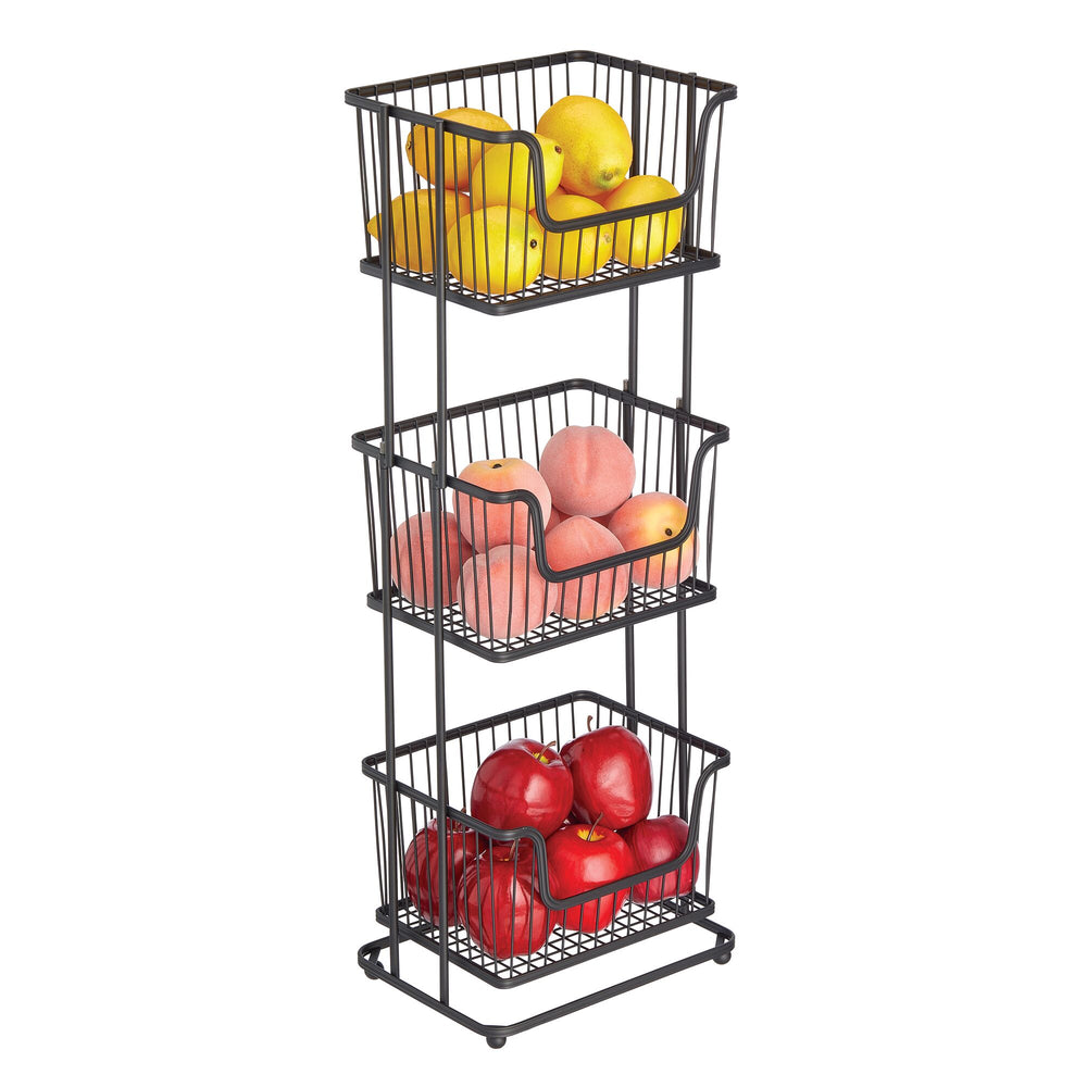 mDesign Tall 3 Basket Tiered Bathroom Holder, Metal Wire Floor Stand  Storage Layered Rack with Three Tier Storage Shelving Bathroom Organizer  Bins for