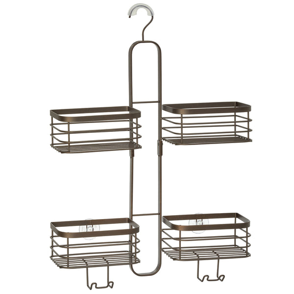 color:bronze||bronze wire shower caddy with 4 baskets + hooks pack of 4