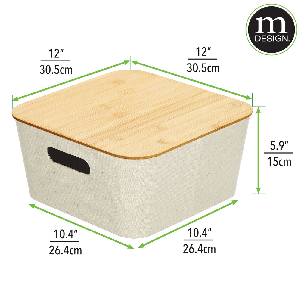 Mobilevision Bamboo Storage Box, 9”x12”x 6”, Durable Bin w/Handles, Stackable - for Toys Bedding Clothes Baby Essentials Arts & Crafts Closet & Office