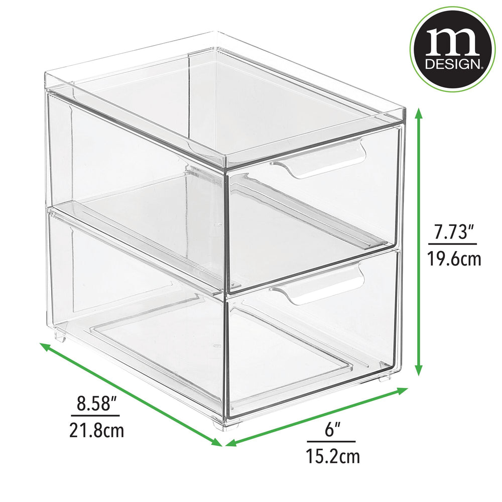 mDesign Clarity Clear Plastic Stackable Kitchen Storage Organizer with  Drawer - 7 x 14 x 8, 4 Pack