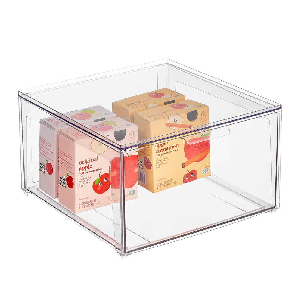 mDesign mdesign stackable storage containers box with pull-out drawer - stacking  plastic drawers bins for kitchen pantry and cupboard