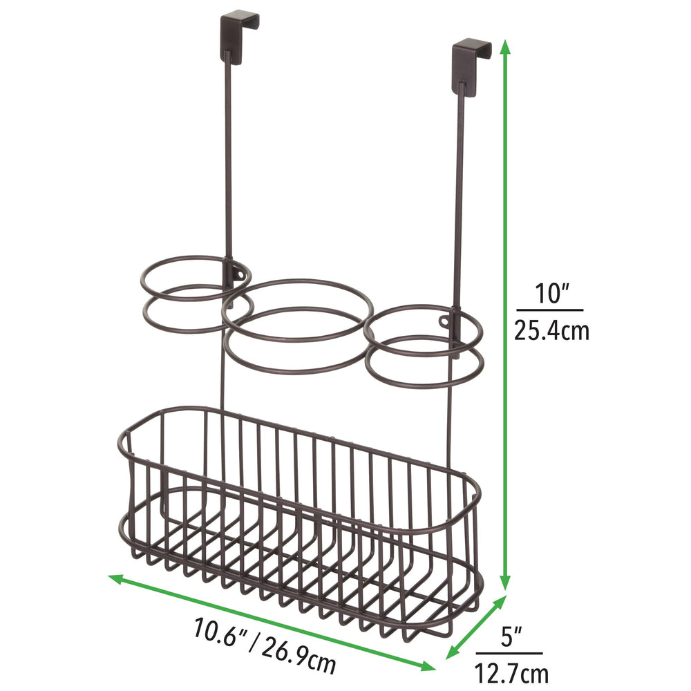 mDesign Steel Over Cabinet/Door Hair Dryer Storage Organizer Holder - Chrome
