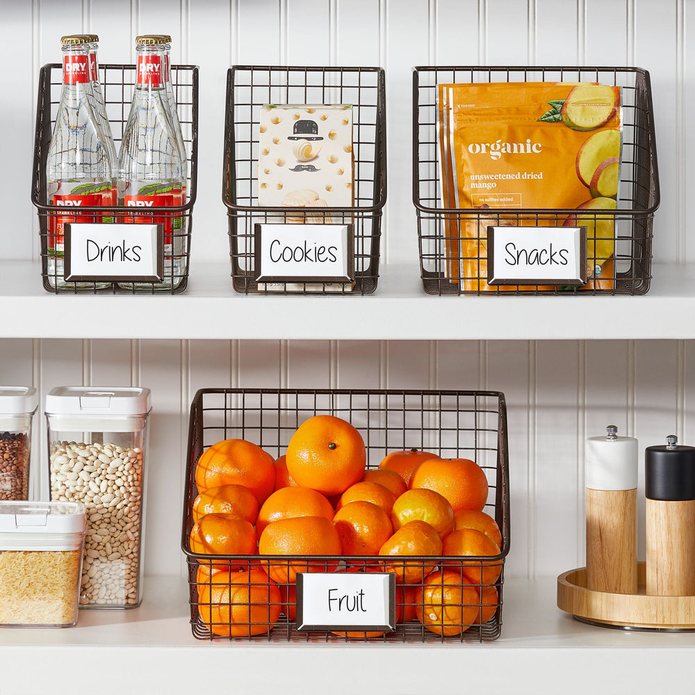 Pantry Baskets Pantry Organization and Storage 4 Pack Large Wire Baskets  for Organizing Pantry Storage Bins Wire Basket for Storage Pantry Wire  Storage Baskets Metal Basket Wall Hanging Basket