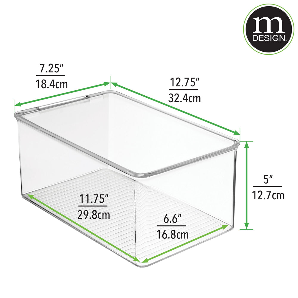 mDesign Plastic Bathroom Storage Organizer Bin Box with Hinge Lid