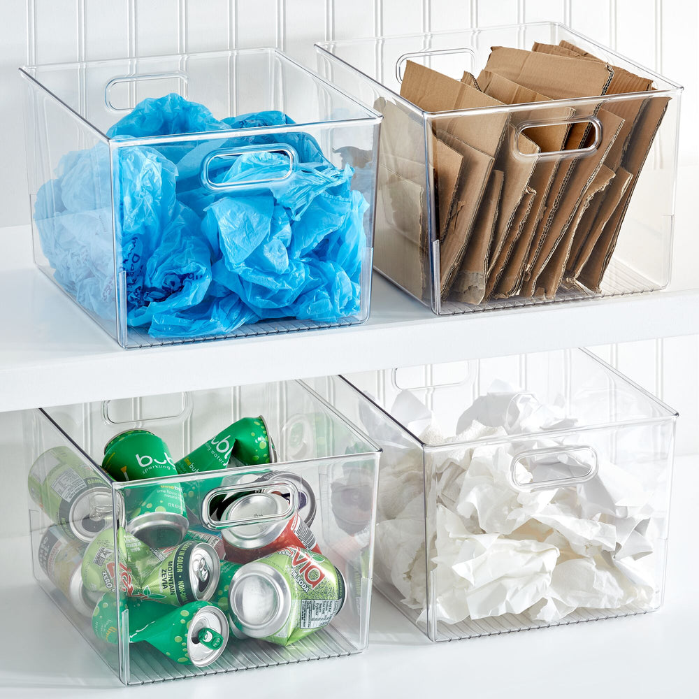 3 pack green pantry closet organizer plastic bin storage baskets with  handles