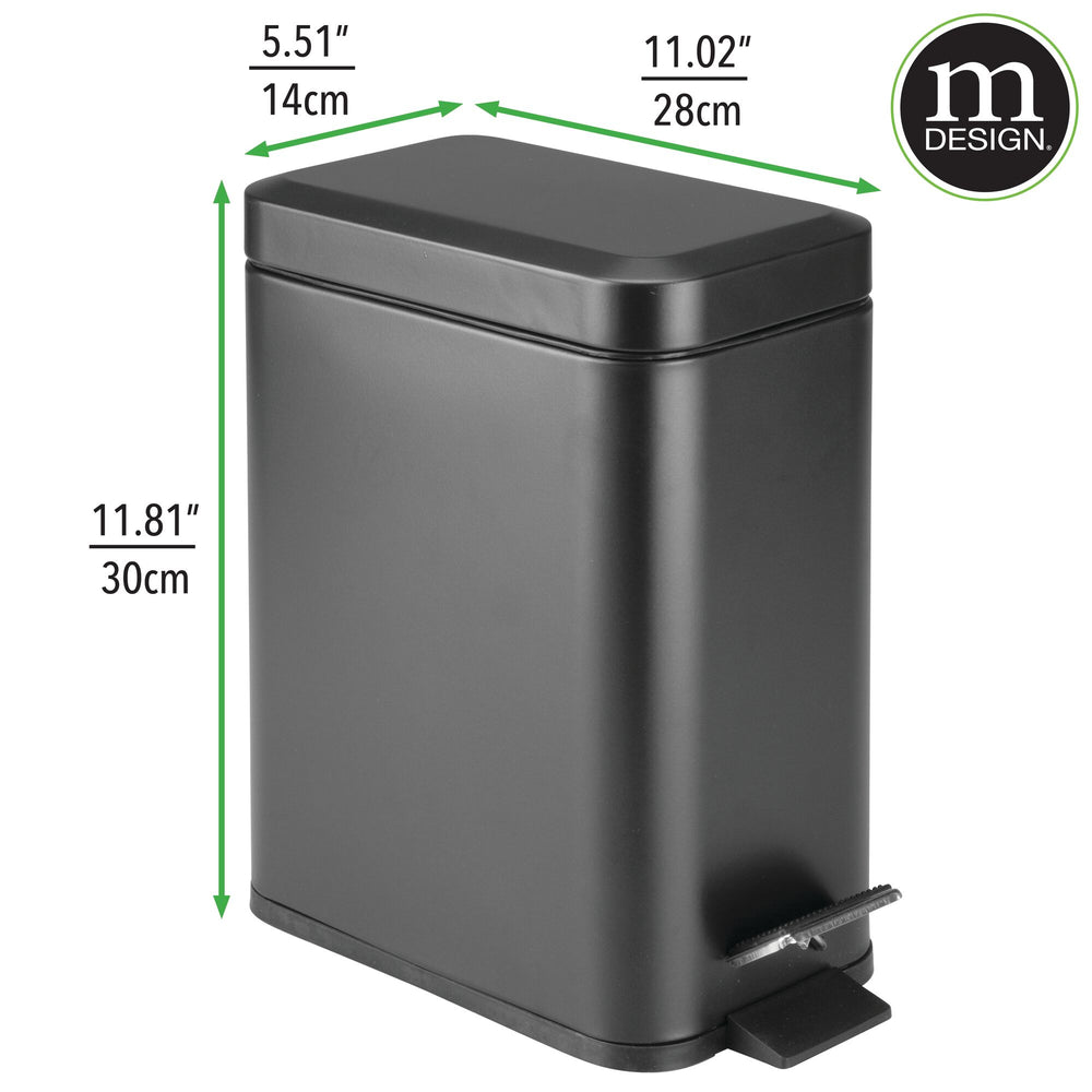 mDesign Steel Step On Trash Can