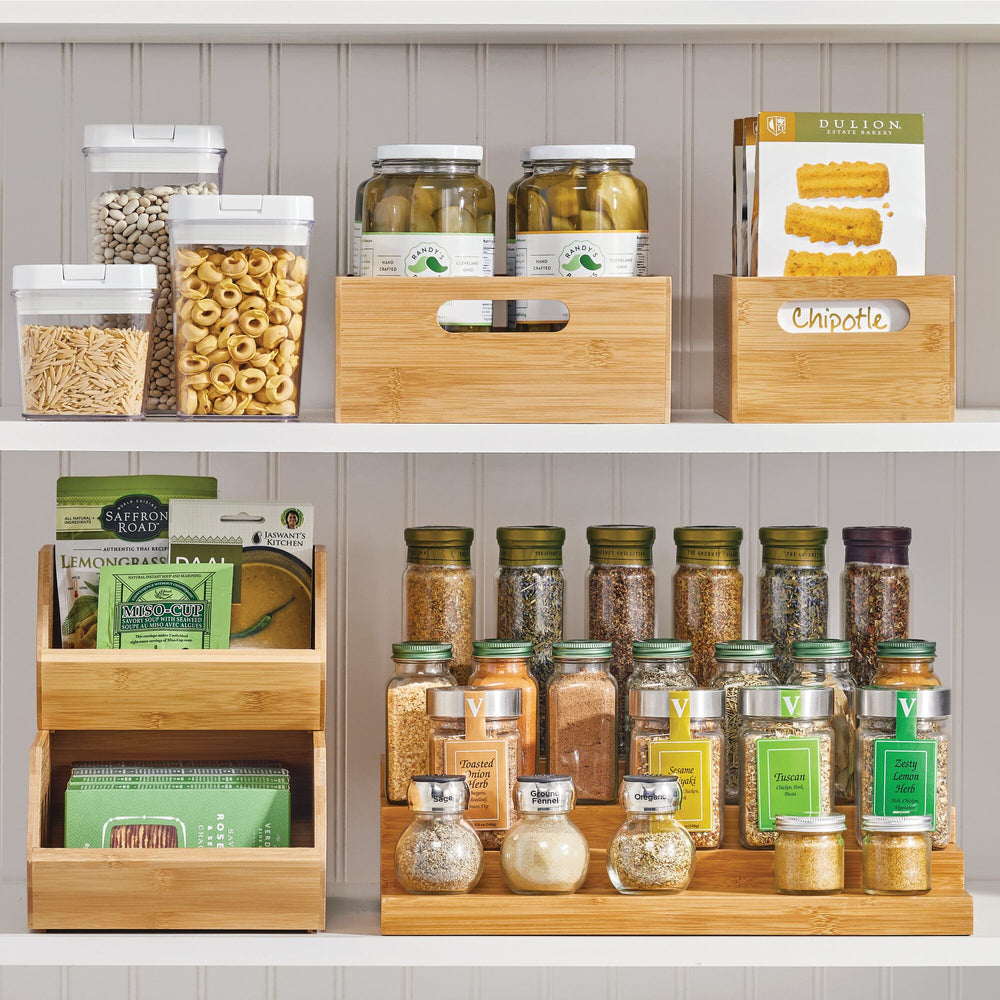 Shop Large Bamboo Shelf with Herb & Spice Jars Pack, Kitchen Organisation